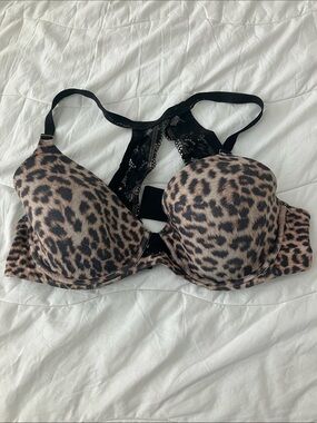 Soma Leopard Print Push-Up Bra with Black Lace